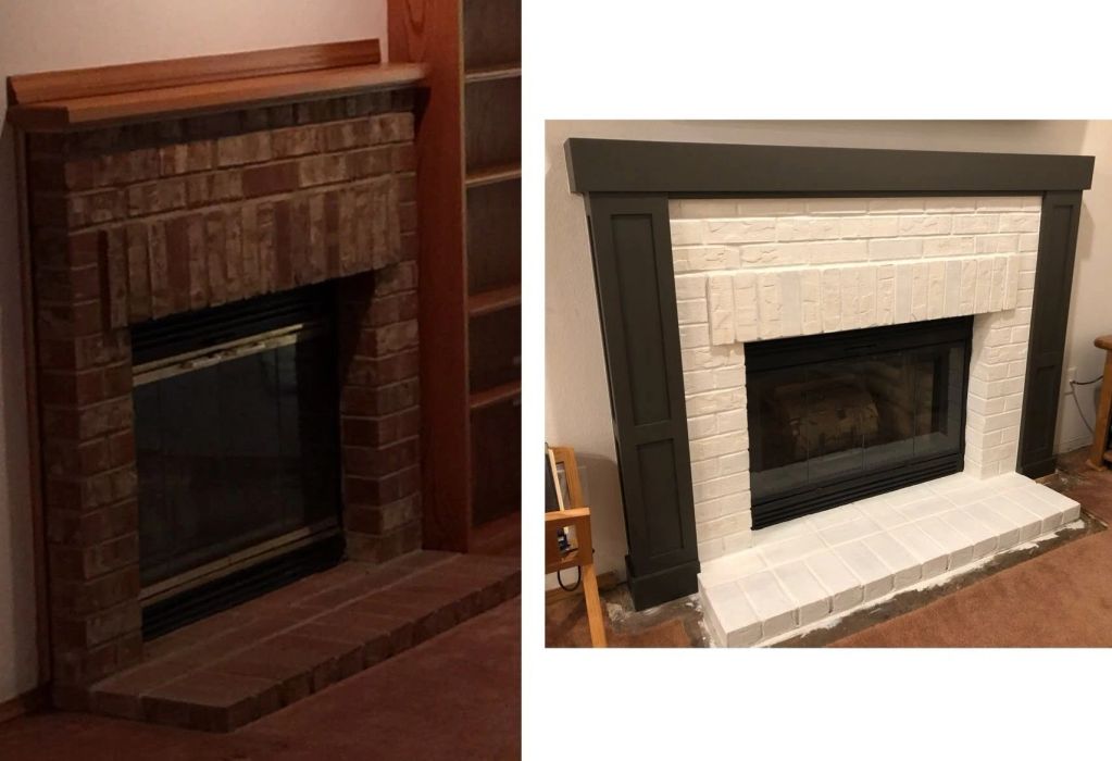 Modernized 1980s fireplace
