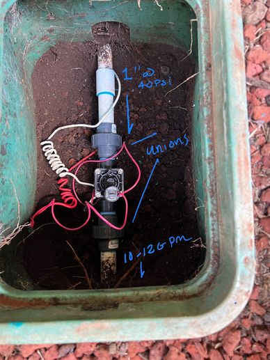 Irrigation valve setup with unions 