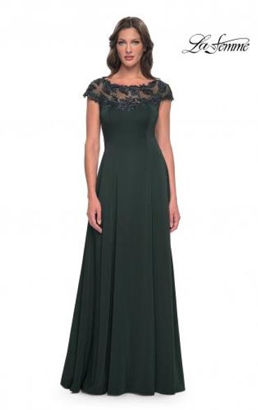 Lafemme Mother of the Bride 31195 - High Neck Knit with Beaded Neckline and Cap Sleeve