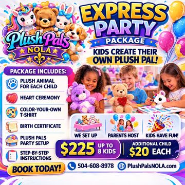 Bring the fun of a plush-building experience to your celebration with a DIY  Pal Party Package! 