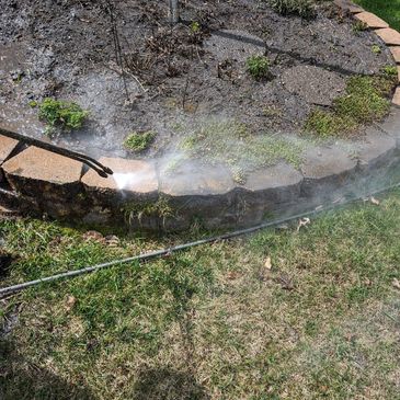 A in progress power / pressure washing brick assembly. 