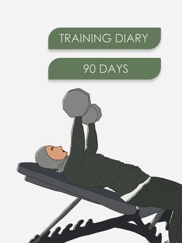 Fitness and Nutrition Log. Cover: Woman with hijab doing chest press at the gym