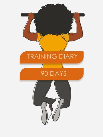 Fitness and Nutrition Log. Cover: Woman of color doing pull up