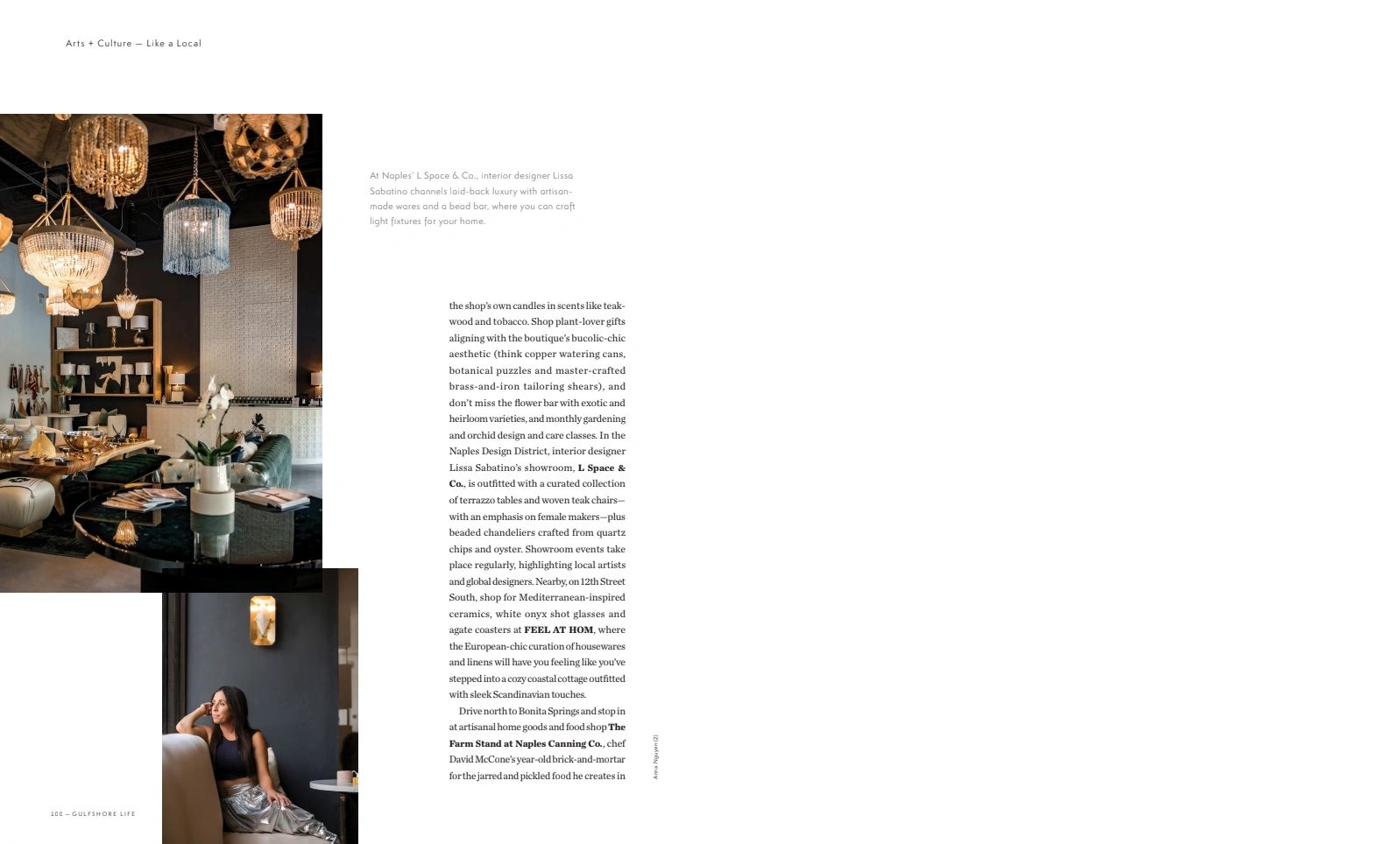 Elegant interior design featuring artisanal chandeliers and cozy seating in a stylish showroom.