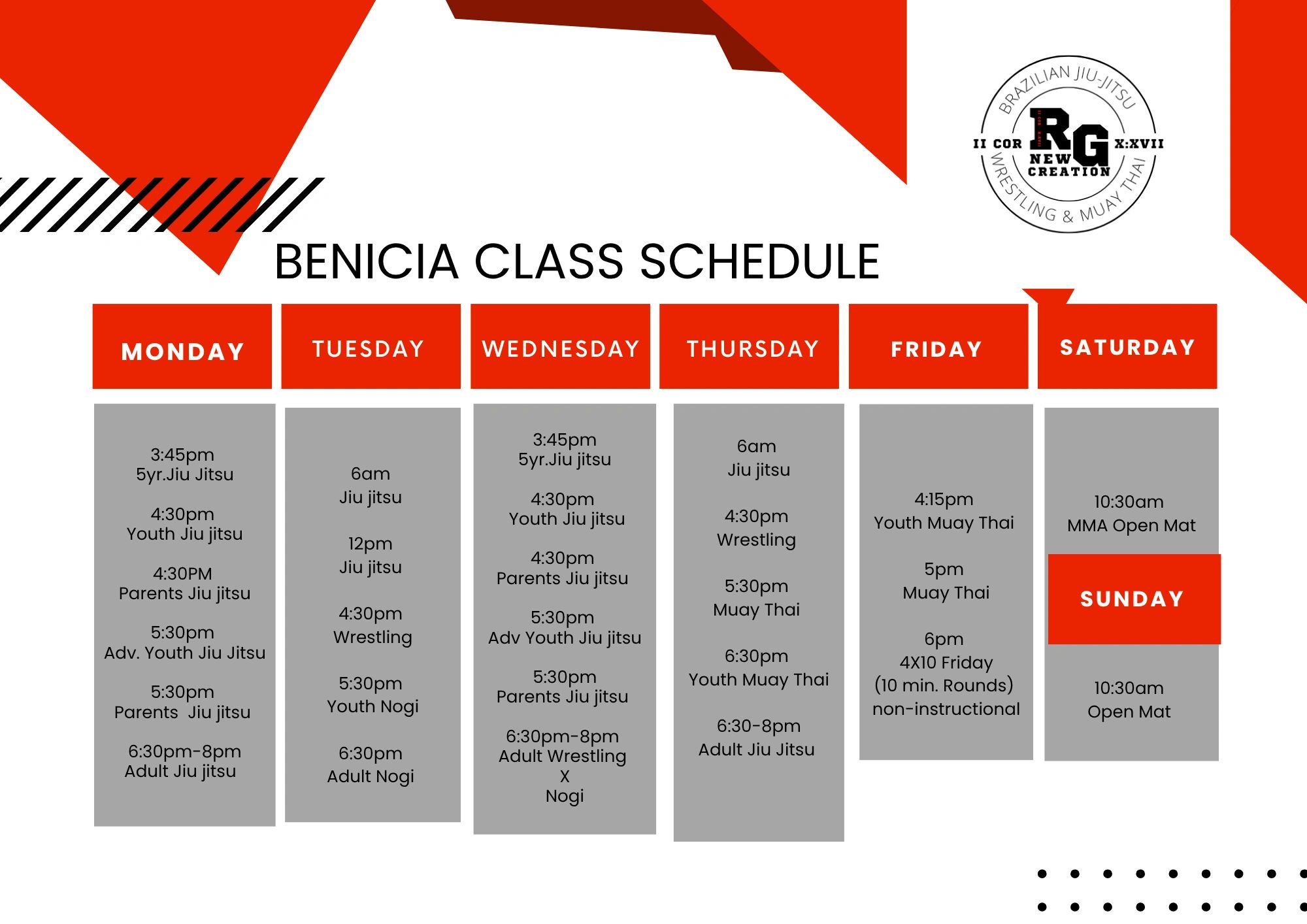Benicia Schedule 