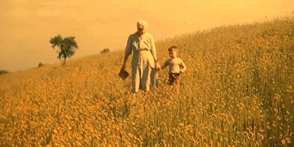 Great Aunt Lala and Steve Clarke in a field circa 1950