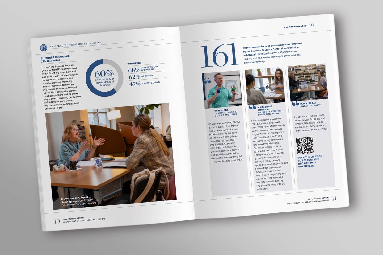 Spread from Greater IC, Inc.'s 2025 annual report