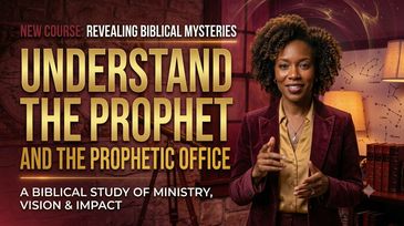 A woman presenting on understanding the prophetic office in a biblical study.