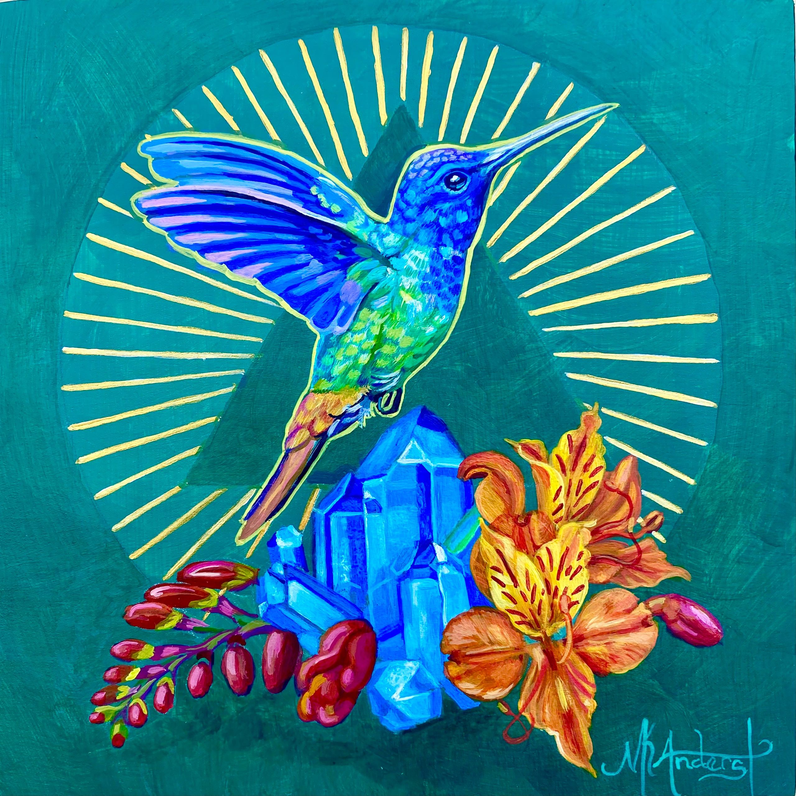 Hummingbird painting by Michelle Andert