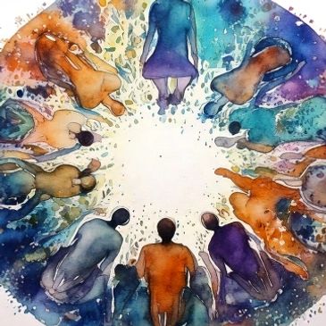 People collaborating in a circle