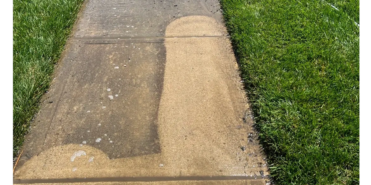 pressure washing sidewalk in dayton ohio from Home Base Window Cleaning 