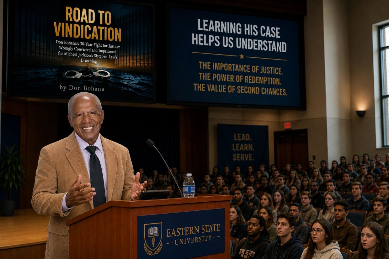 Speaker Don Bohana discusses his fight for justice at Eastern State University.