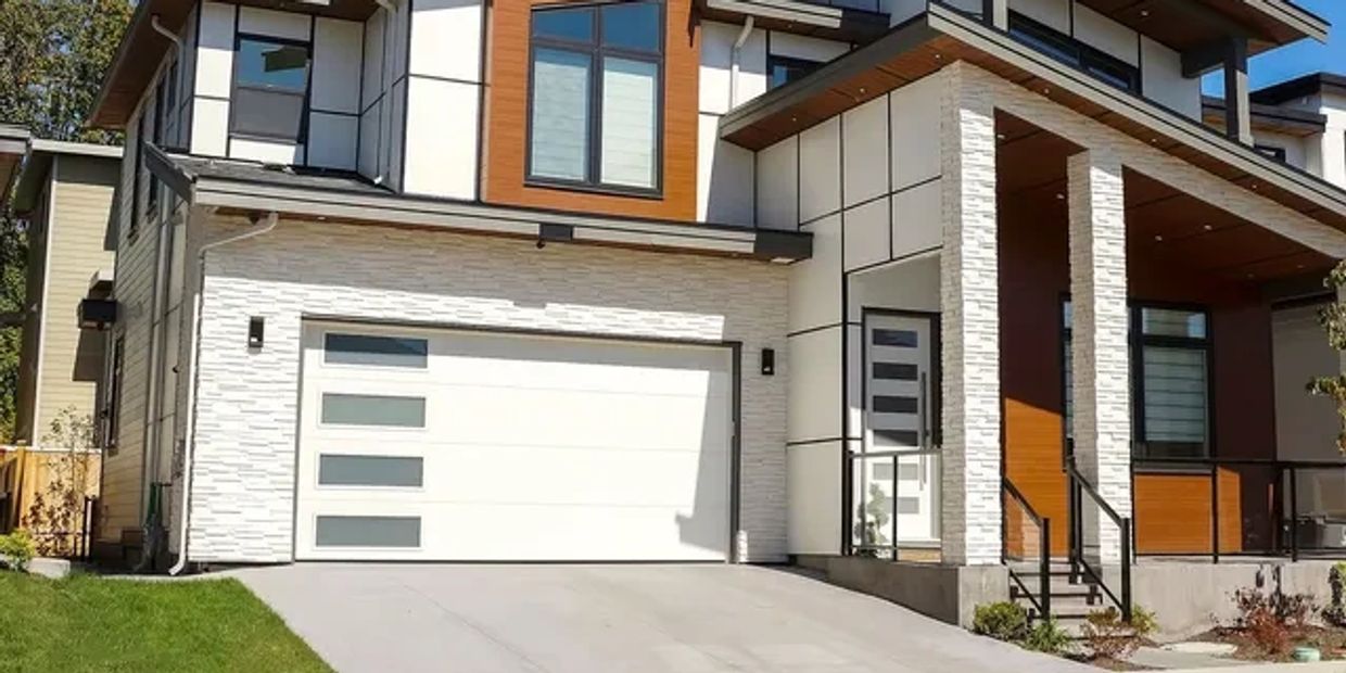 aluminum hurricane garage door with windows going down the left side