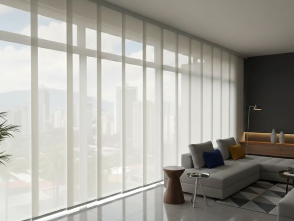 Persiana panel japonés para tapar una ventana de una sala