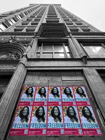 Wheatpaste poster campaign supporting Kamala Harris, installed across Chicago during the DNC.