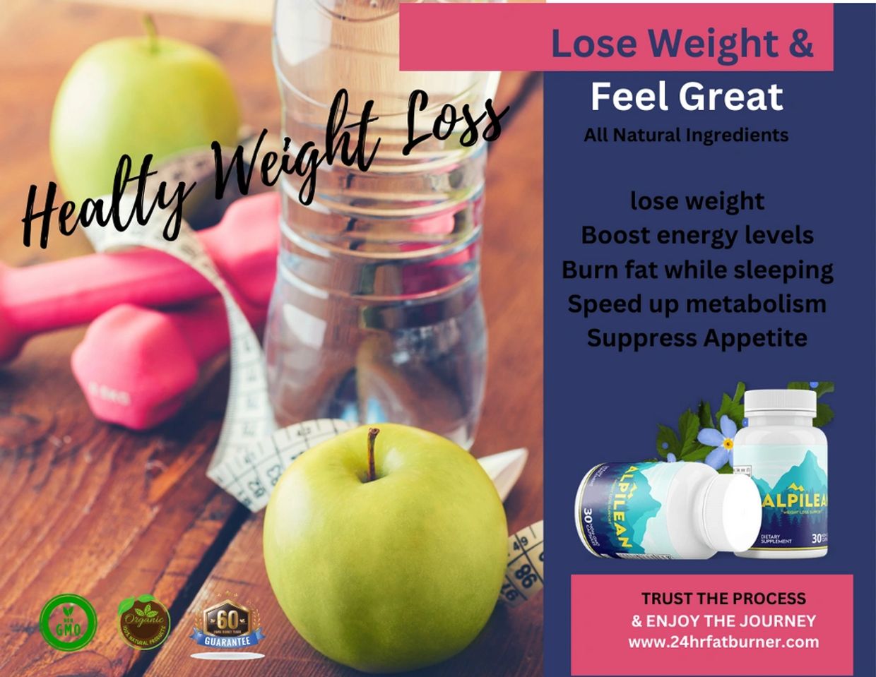  16 oz water bottle, 2 small 5 lb weights, apple & Alpilean supplements with waist tape measure 