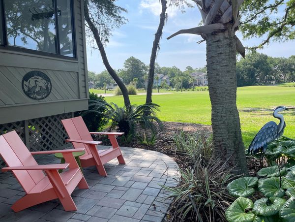 Luxury Villa Property near beach in Hilton Head Island. Patio overlooking George Fazio Golf Course. 
