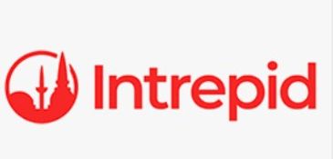 Intrepid logo with red text and icon.