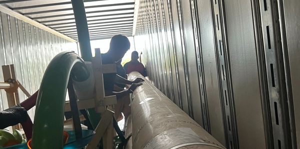 Unloading projectors off 18 wheeler