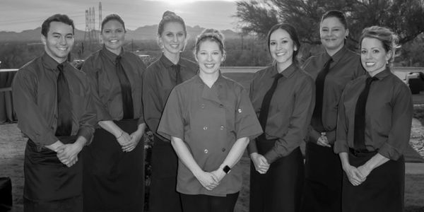 waiters, waitresses, servers, smiling, happy, staff, work, photo, employee, outdoors, professional