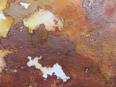 Gem Island #84 | Watercolor Paintings on Paper | Genuine Gemstone Watercolor Paintings Of Maps