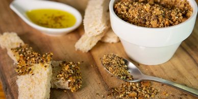 Aussie dukkah with olive oil and bread