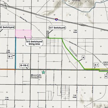 Map showing the project area and 500kV transmission line route.