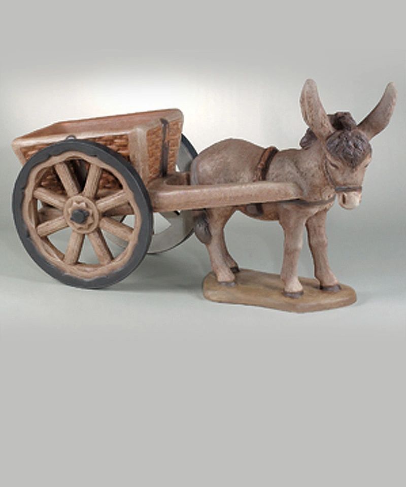 Extra Large Donkey Cart Cement Outdoor Garden Statue
