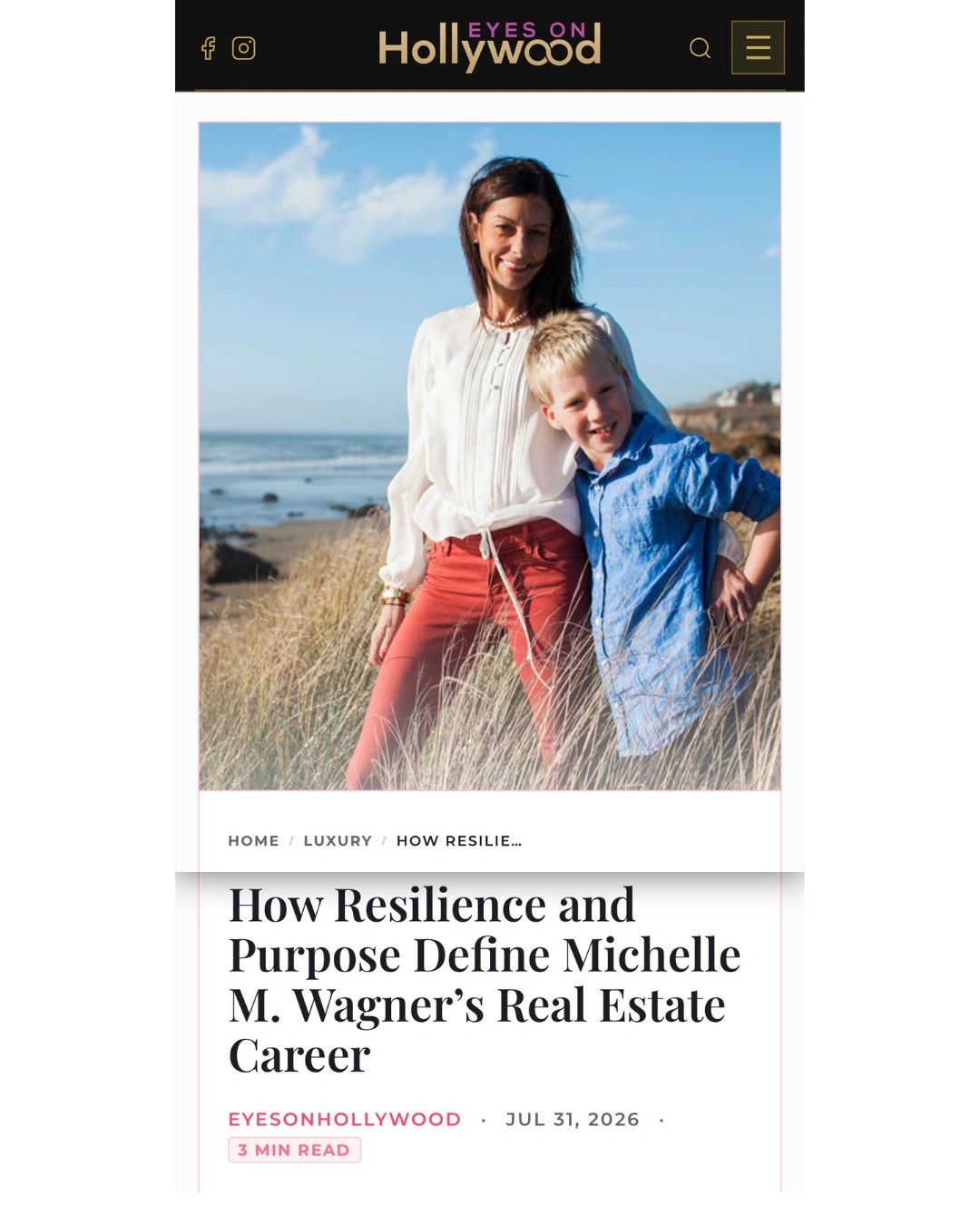 Michelle M. Wagner with boy in coastal setting.