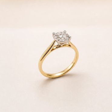 9ct Yellow Gold 1.00ct Round Lab Diamond Ring. Available exclusively in-store. 