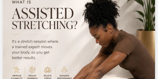 A woman performing assisted stretching for flexibility and performance.