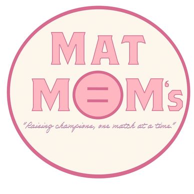 Mat Mom’s pink and cream logo with bold letters, wrestling mat symbol, and tagline.
HINESight Ent.