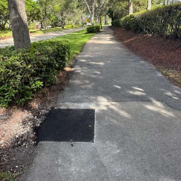 Asphalt patch on sidewalk