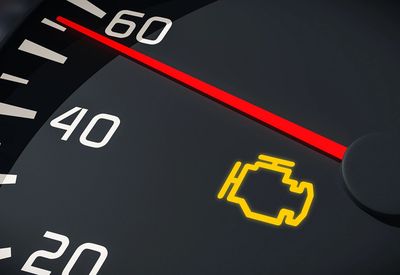 Check engine warning light on car's dashboard.