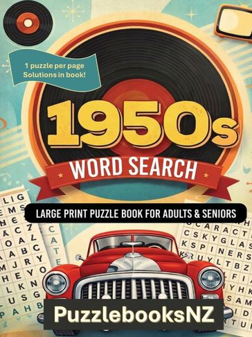 1950's Word Search Puzzle Book - over 80 puzzles.
