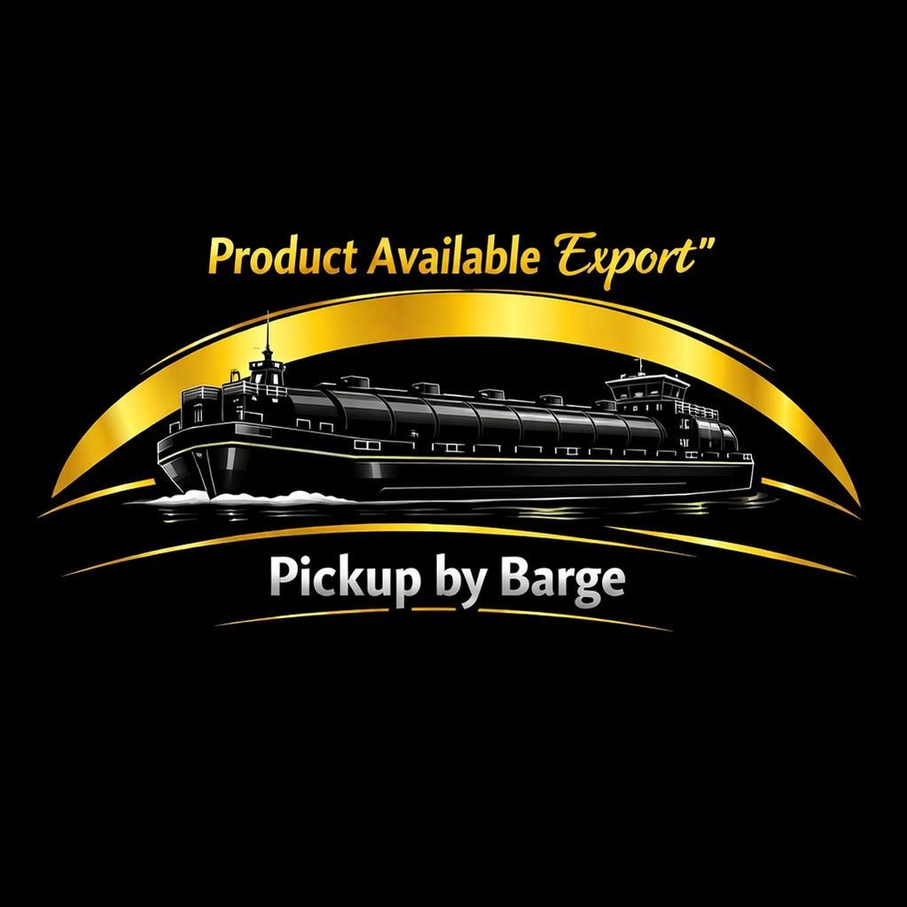 Illustration of a barge with text about product export and pickup.