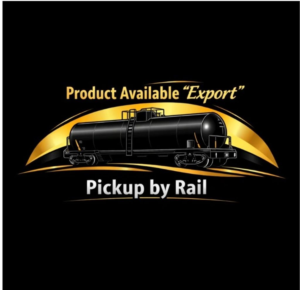 Graphic of a black rail tanker with export product availability.