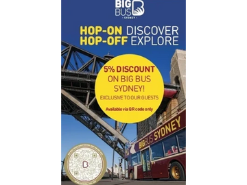 Big Bus Sydney offers a 5% discount for hop-on hop-off tours.