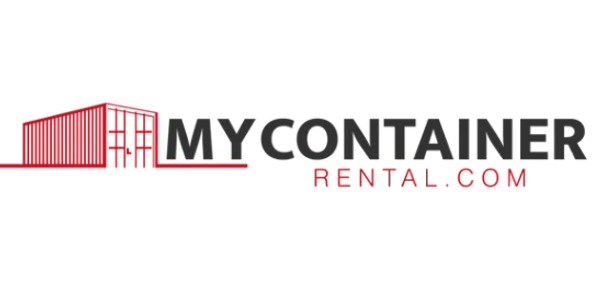 Logo of My Container Rental with a red container graphic and text.