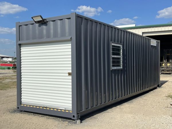 30-foot Refurbished Ground Level Office Fabricated by DFW Container Sales in Caddo Mills TX 75135