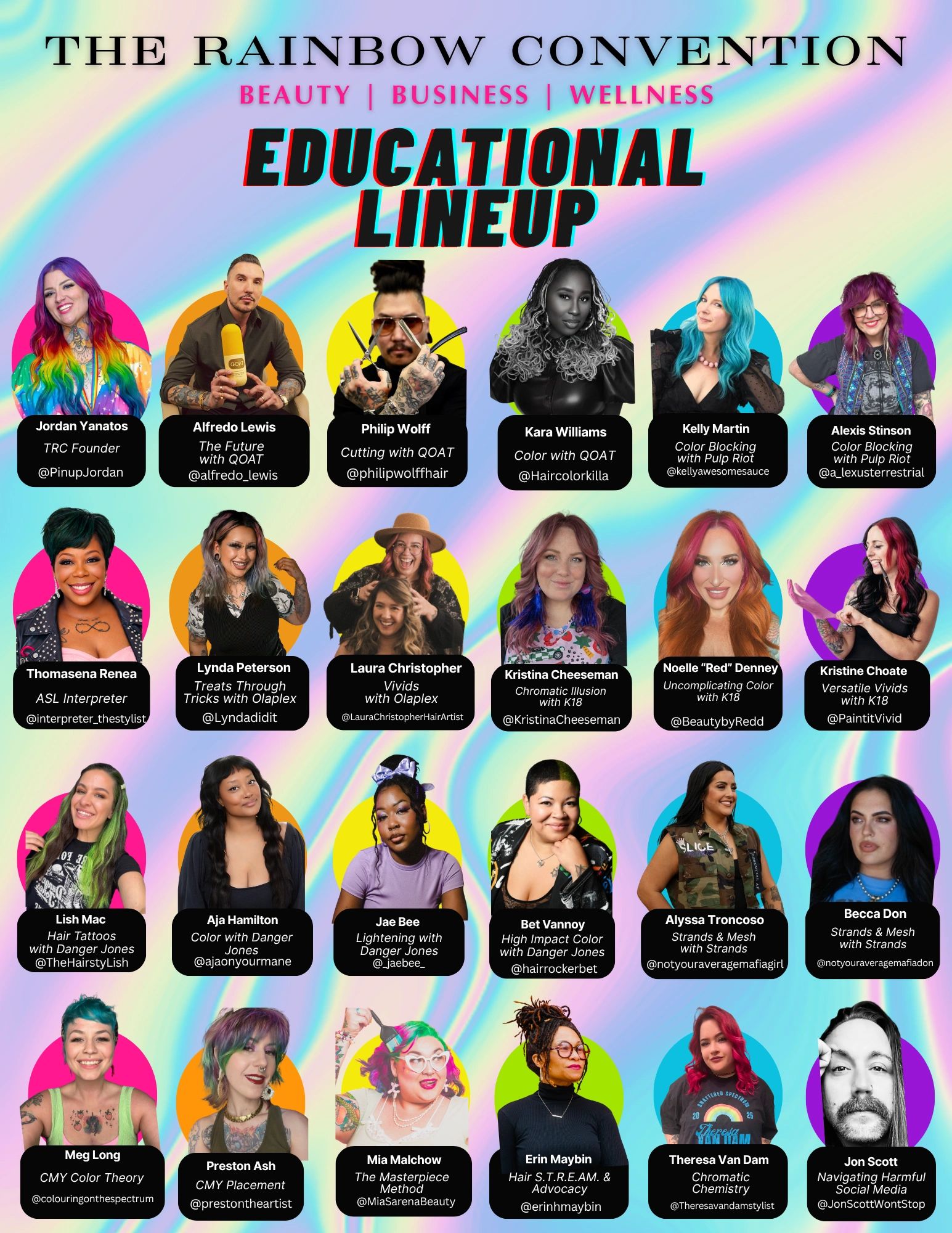 The Rainbow Convention educational lineup featuring beauty, business, and wellness experts.