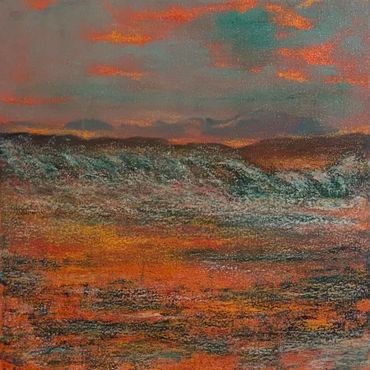 Cremorne, oil  and iridescent oil pastel on canvas '26. For sale - Rosny Barn $320