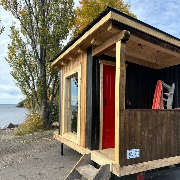 Custom mobile sauna by Angelwood Studio.