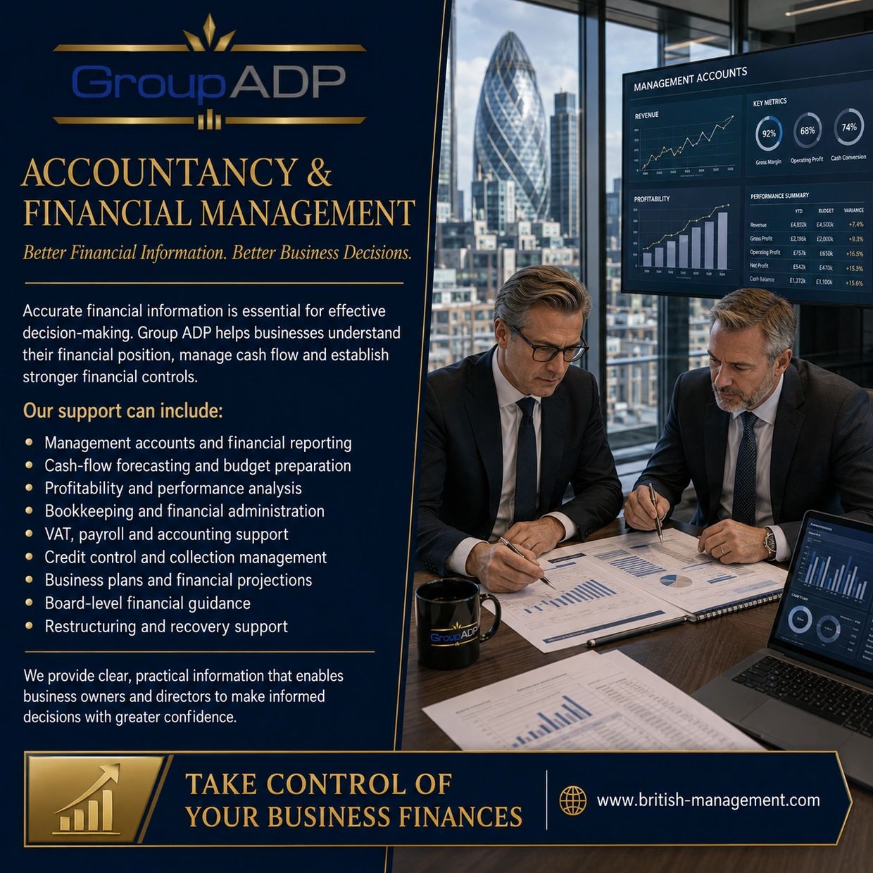 Accountancy and financial management services by Group ADP.
