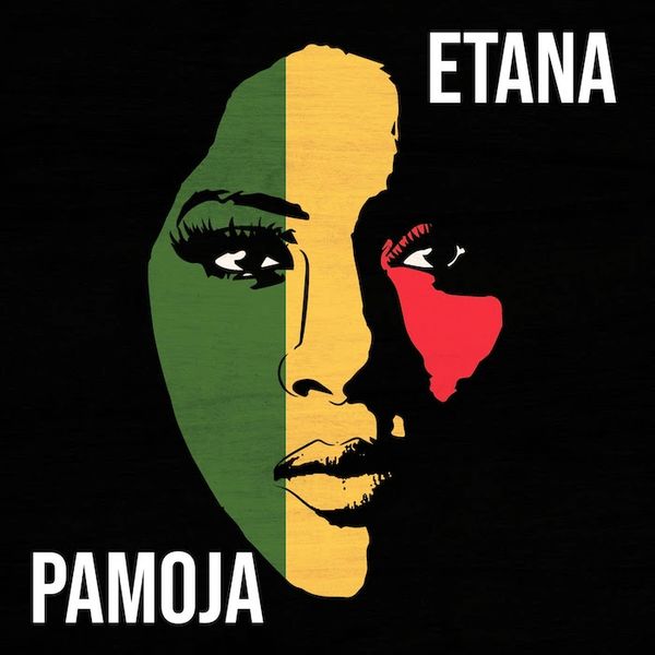 Stylized face with green, yellow, and red colors, titled 'ETANA PAMOJA'.