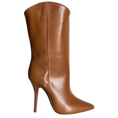 Lucchese Luggage Leather Pointed Heel Boots