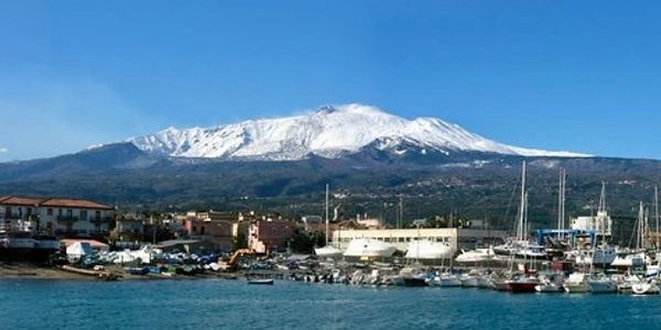 Mount Etna from Riposto's harbor