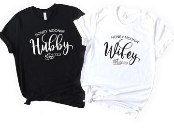 Hubby and Wifey personalised honeymoon T-shirts