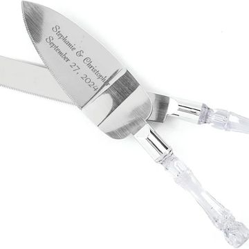Personalised wedding cake knife and server