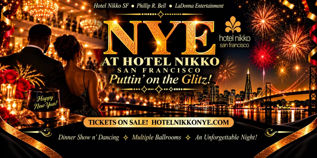 New Year's Eve party at Hotel Nikko San Francisco with fireworks and dancing.
